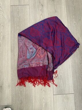 Reversible Purple & Red Paisley Women's Scarf